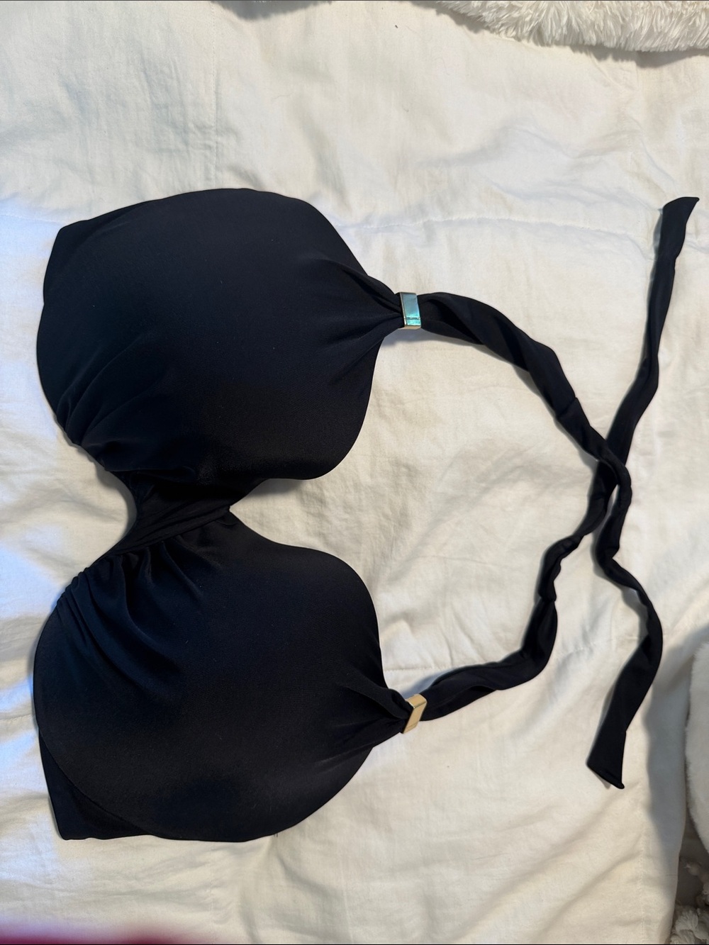 Victoria's Secret Black Strapless Twist Bikini Top